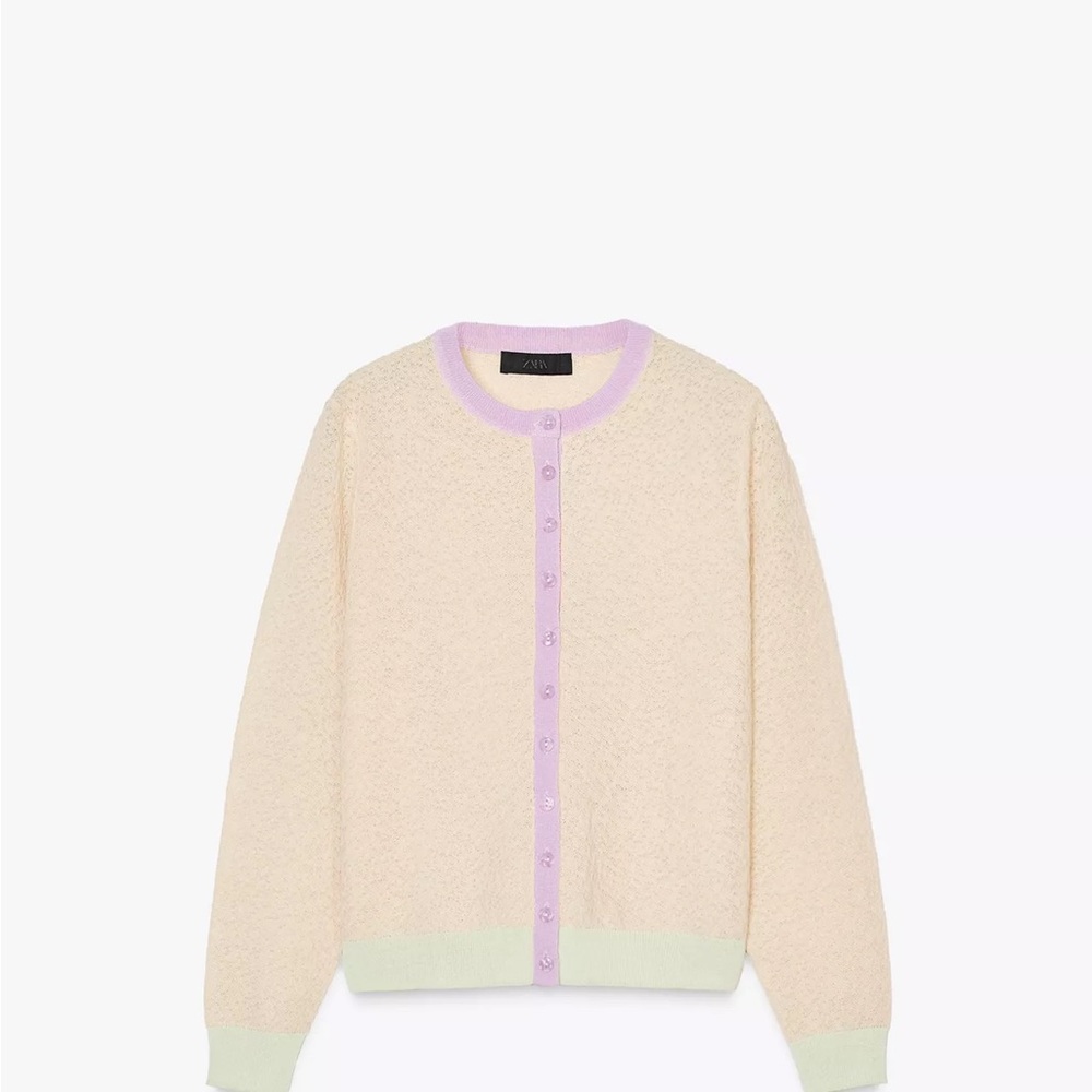 Zara Women's Cardigan in Cream and Lavender